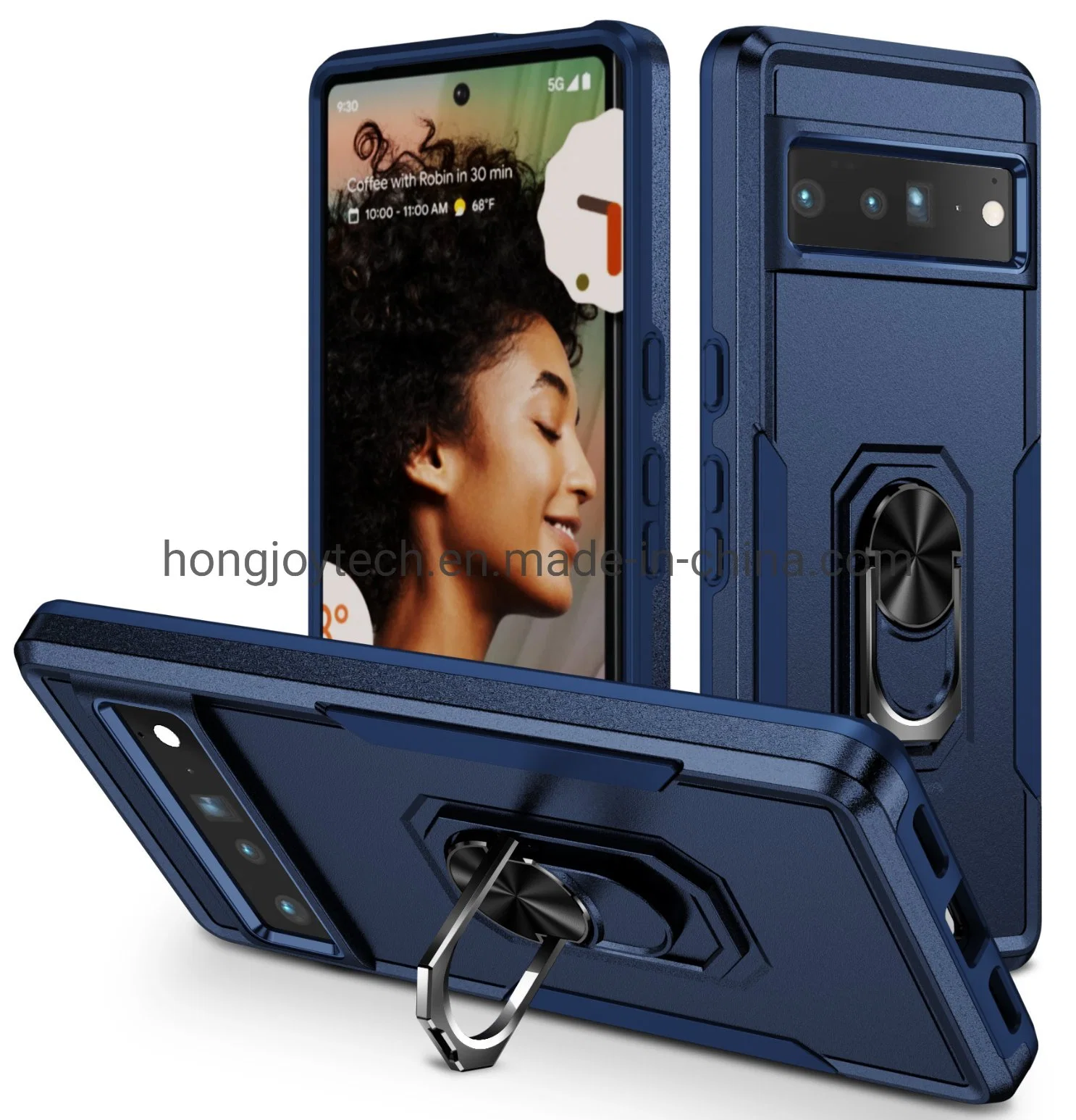 HD Screen Protector, Military-Grade Drop Tested Magnetic Ring Holder Stand Car Mount, Protective Cover Mobile Phone Case for Google Pixel7 PRO Purple Blue Black