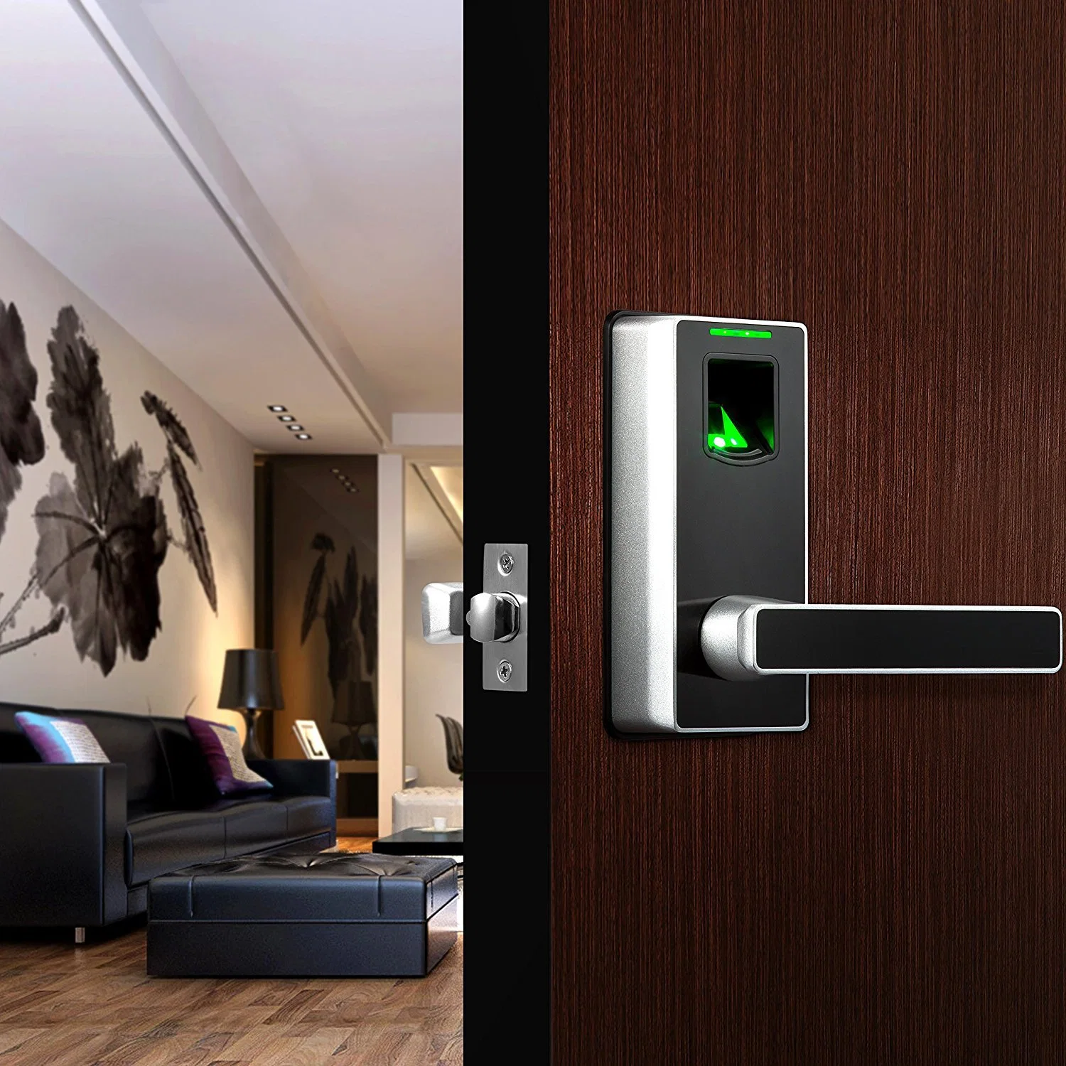 Zinc Alloy American Standard Fingerprint Combination Smart Door Lock for Wood Door with Back up Power