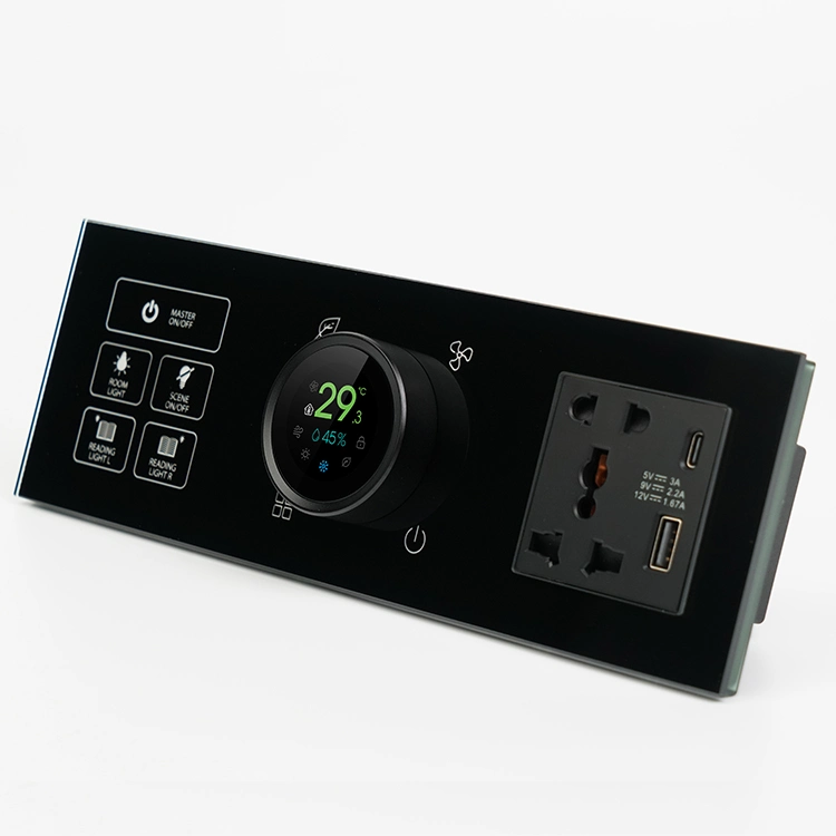 3 Connected Touch Light Wall Switch with Thermostat and Dual Power Socket