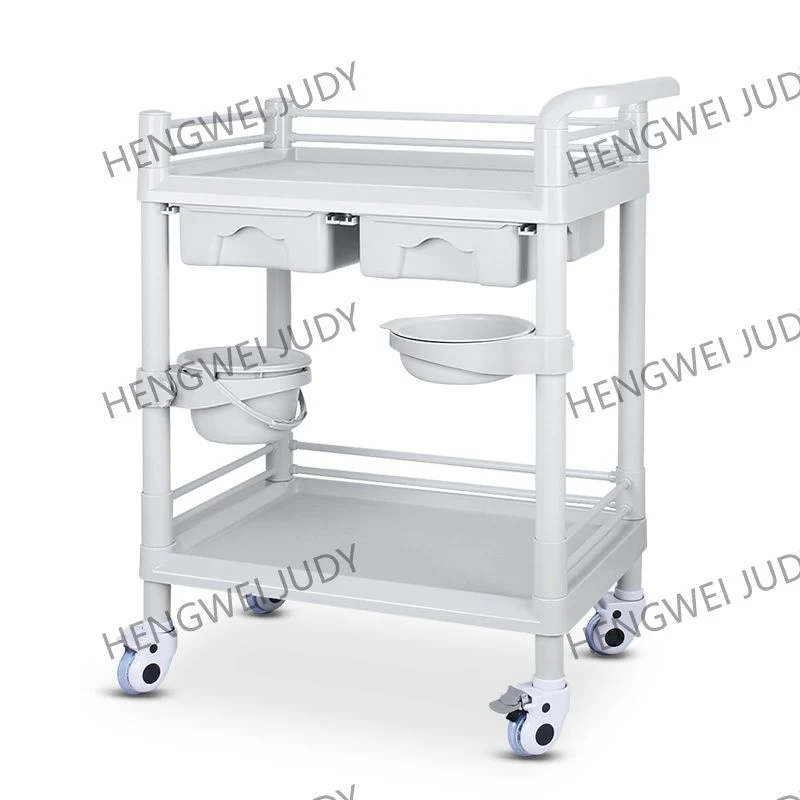 2 Layer Medical Instrument Trolley with Drawer for Clinic Hospital Use