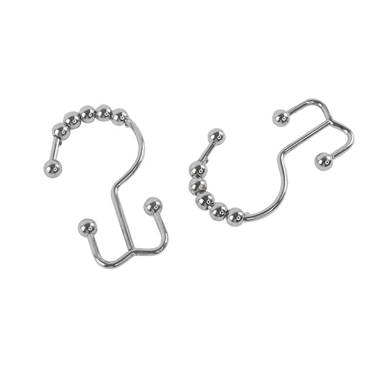 8 Balls Metal Chrome Useful Iron Shower Curtain Ring Hooks