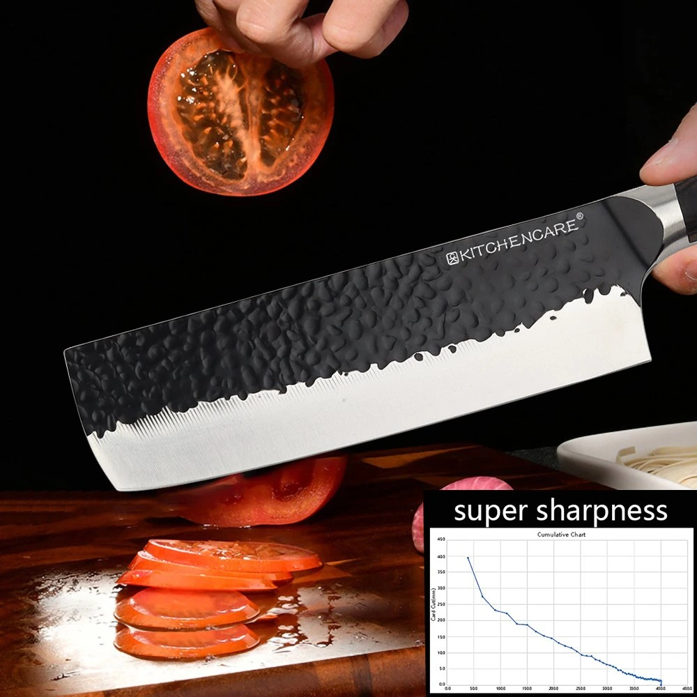 Kitchencare Mayoreo Negro Non-Stick Hammer Cocina cuchillos Nakiri