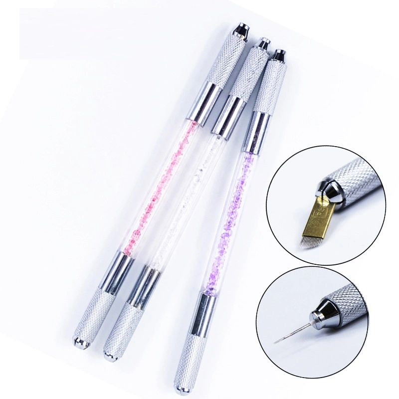 Microblading Handles Flat Needle Blade Tebori Pen Microblading Holderdouble-Ended Eyebrow Embroidery Hand Tool