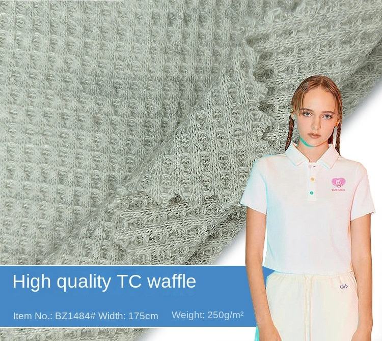 Terylene Cotton Waffle and Pineapple Check Jacquard Knitted Garment Fabric