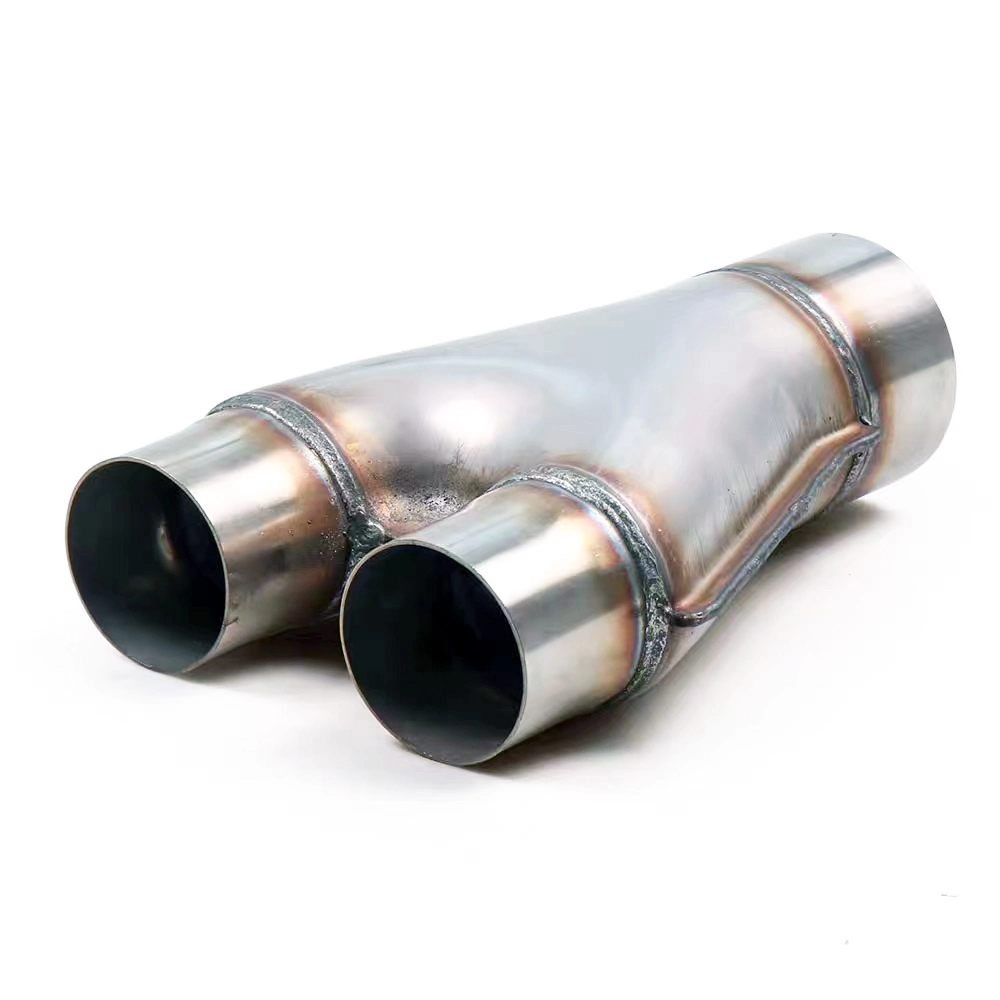 Dual Inlet/Outlet Stainless Steel Exhaust Y-Pipe Adapter Muffler Exhaust Stamped Y Pipe