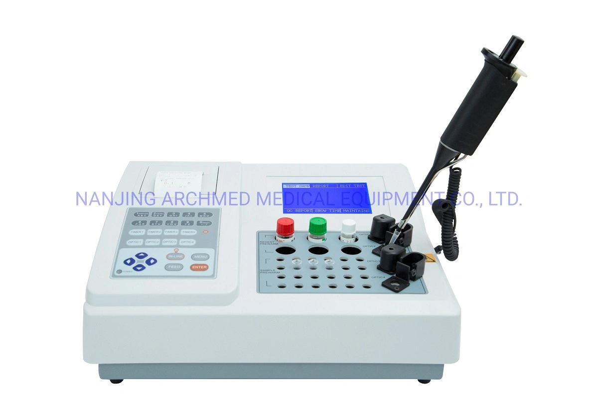 Laboratory Equipment Poratable 1/2/4 Channel Blood Coagulation Analyzer with Large LCD Display Medical Device