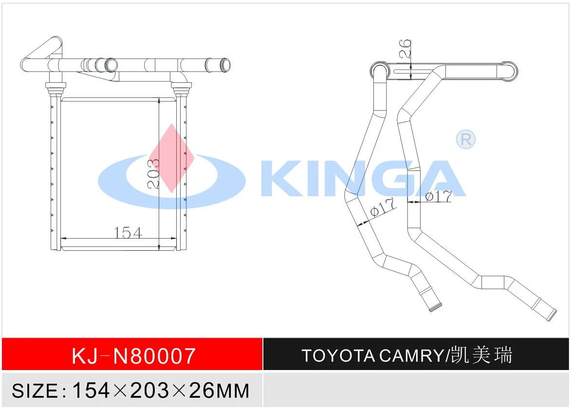 Heater for Toyota  Camry Acv40 with Size 154*203*26mm