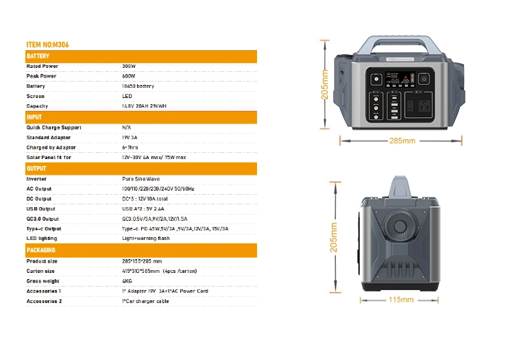 Nextgreenergy Shenzhen Intelligent Temperature Control Energy Storage System Camping 110V 220V 300W Solar Portable Power Station