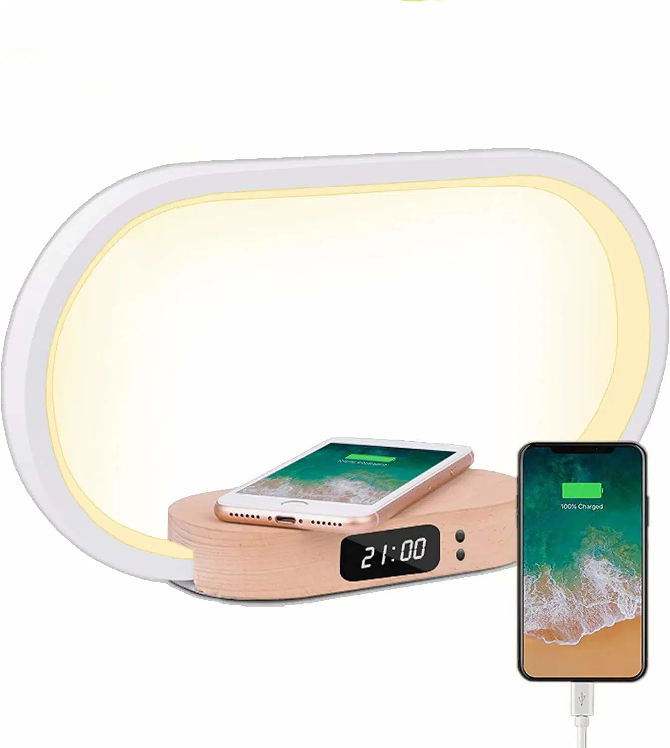 LED with 10W Wireless Charger Touch USB Port Stepless Dimming Lamp