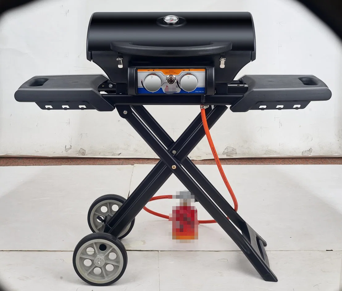 Barbacoa de gas portátil esmalte Tapa 2 Burner