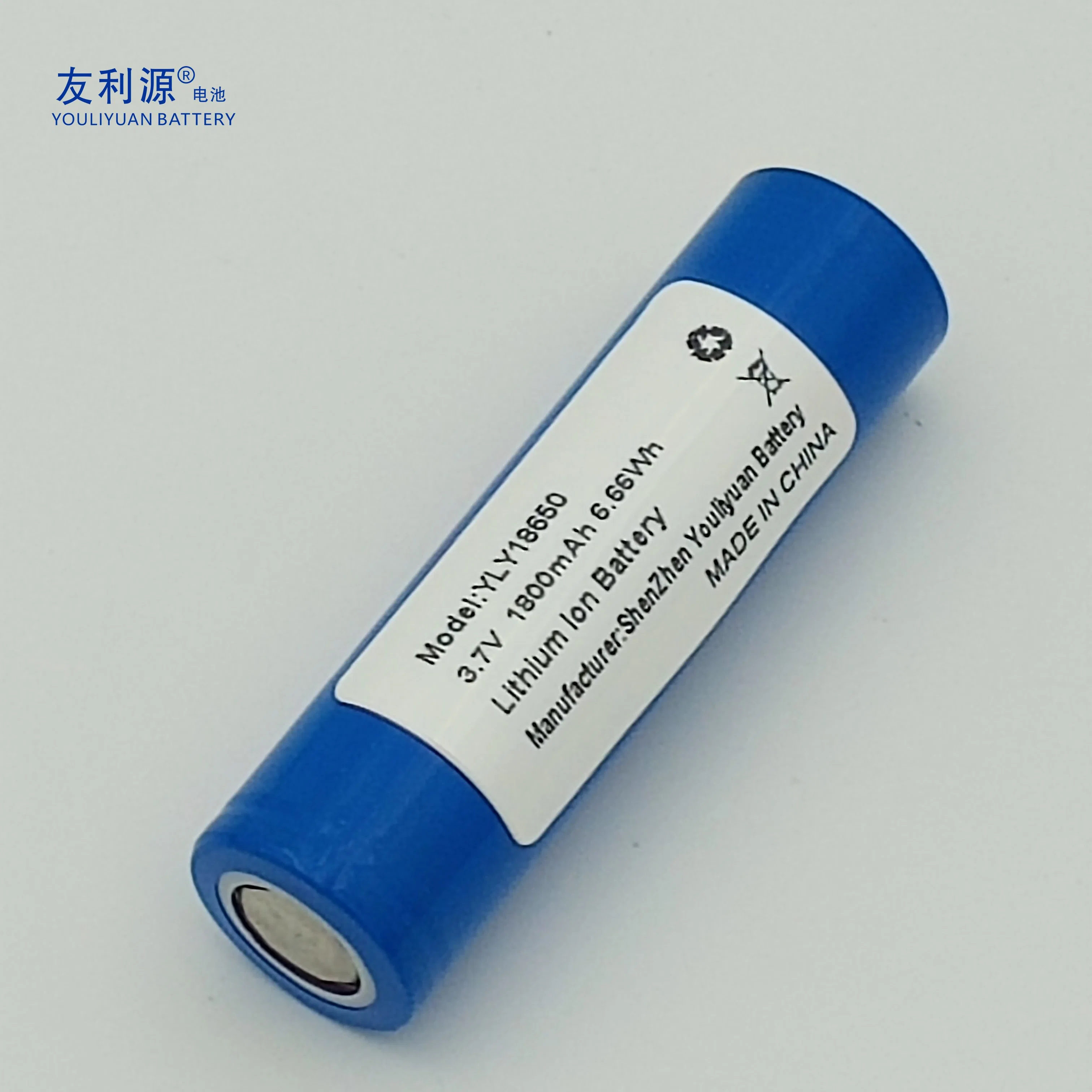 Factory Rechargeable 18650 Battery Cell 3.7V 1800mAh 6.66wh Lithium Battery with PCB and Cap for Massage Gun Battery