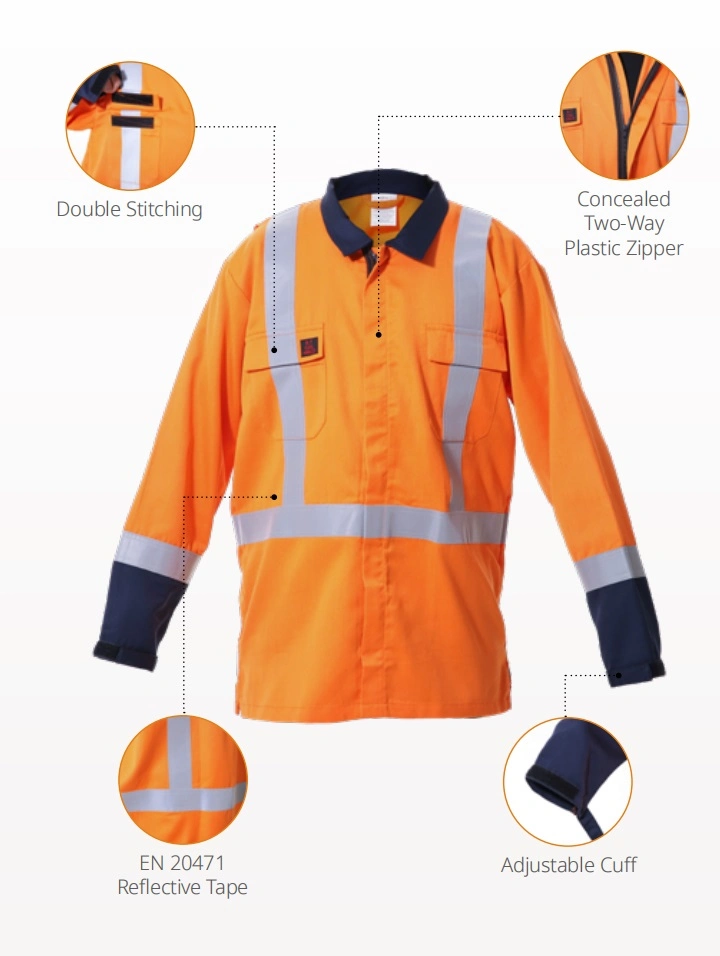 Factory Made Nfpa 2112 Fr Clothing Safety Workwear Outdoor Work Clothes with Buttons/Zippers