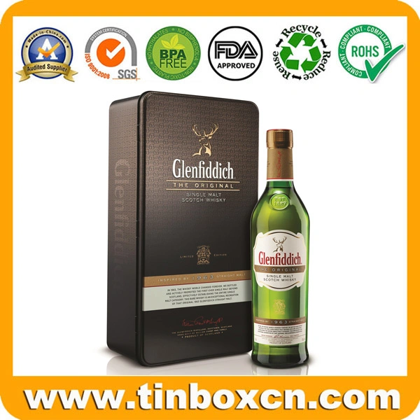 Premium Metal Square Tin Box for Wine Vodka and Whisky Packaging