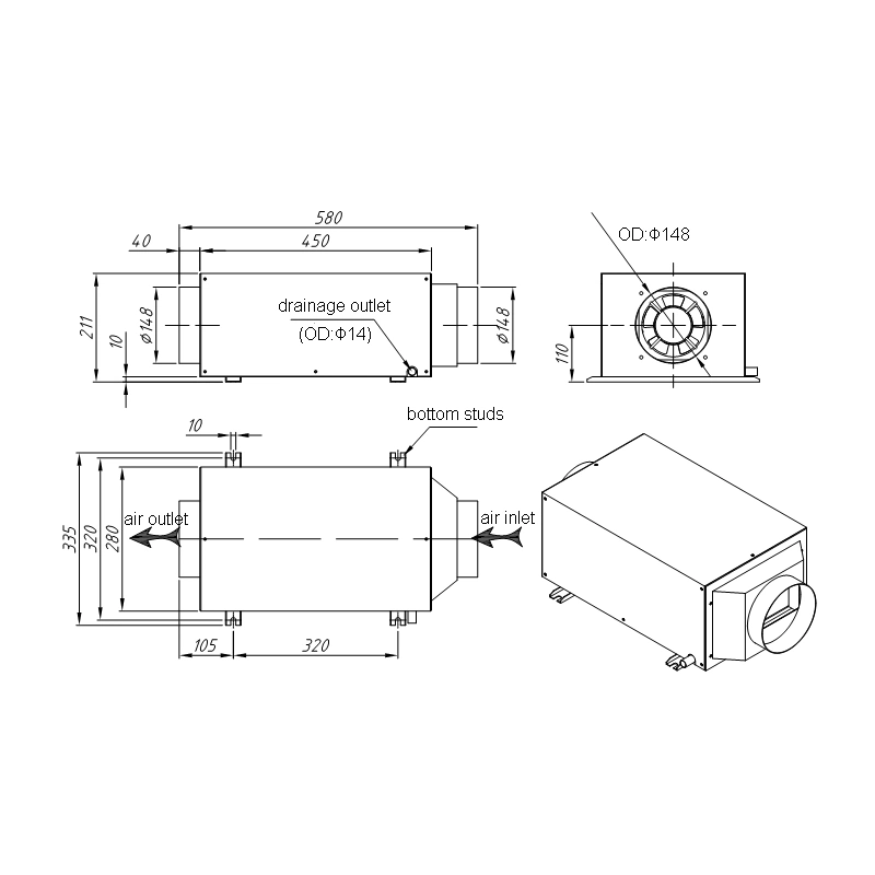 Original Factory Greenhouse Industrial Dehumidifier Climate Control Equipment Moisture Damp Treatment Air Dryer