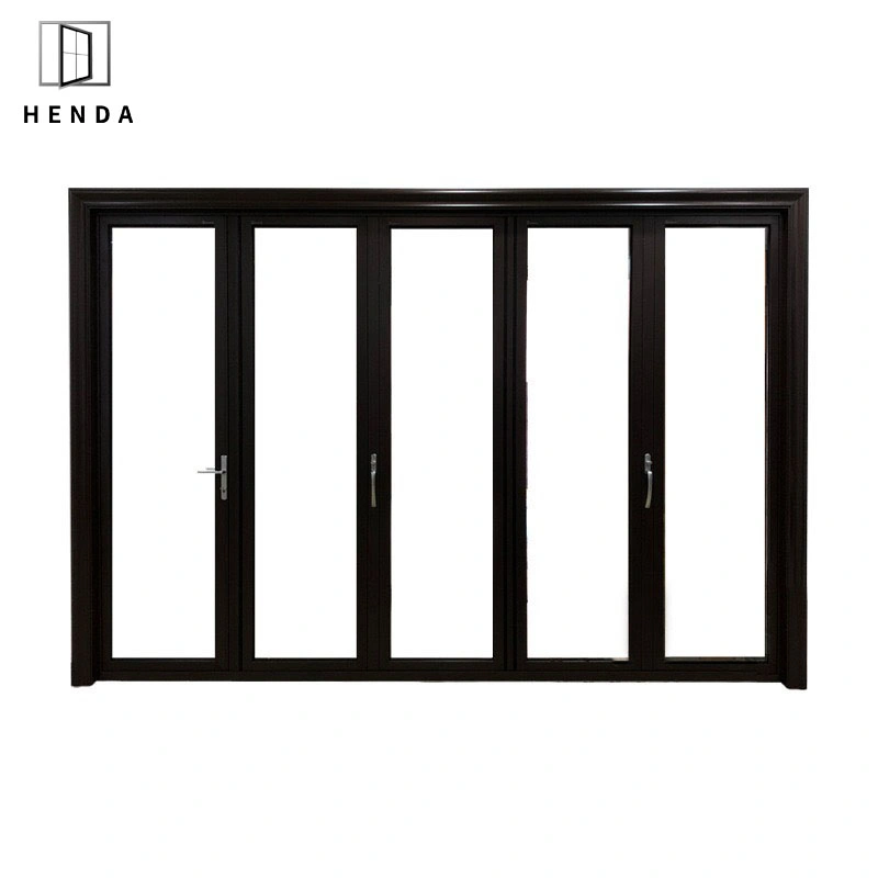 78-68 Folding Door Black Aluminium Frame Glass Bi-Fold Doors Customized Leaf Fold Outward/Inward/Top Quality Hardware