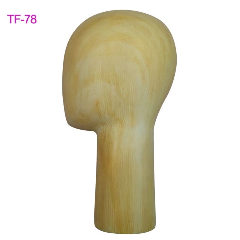 Wooden Looking Faceless Fiberglass Head Mannequin for Display