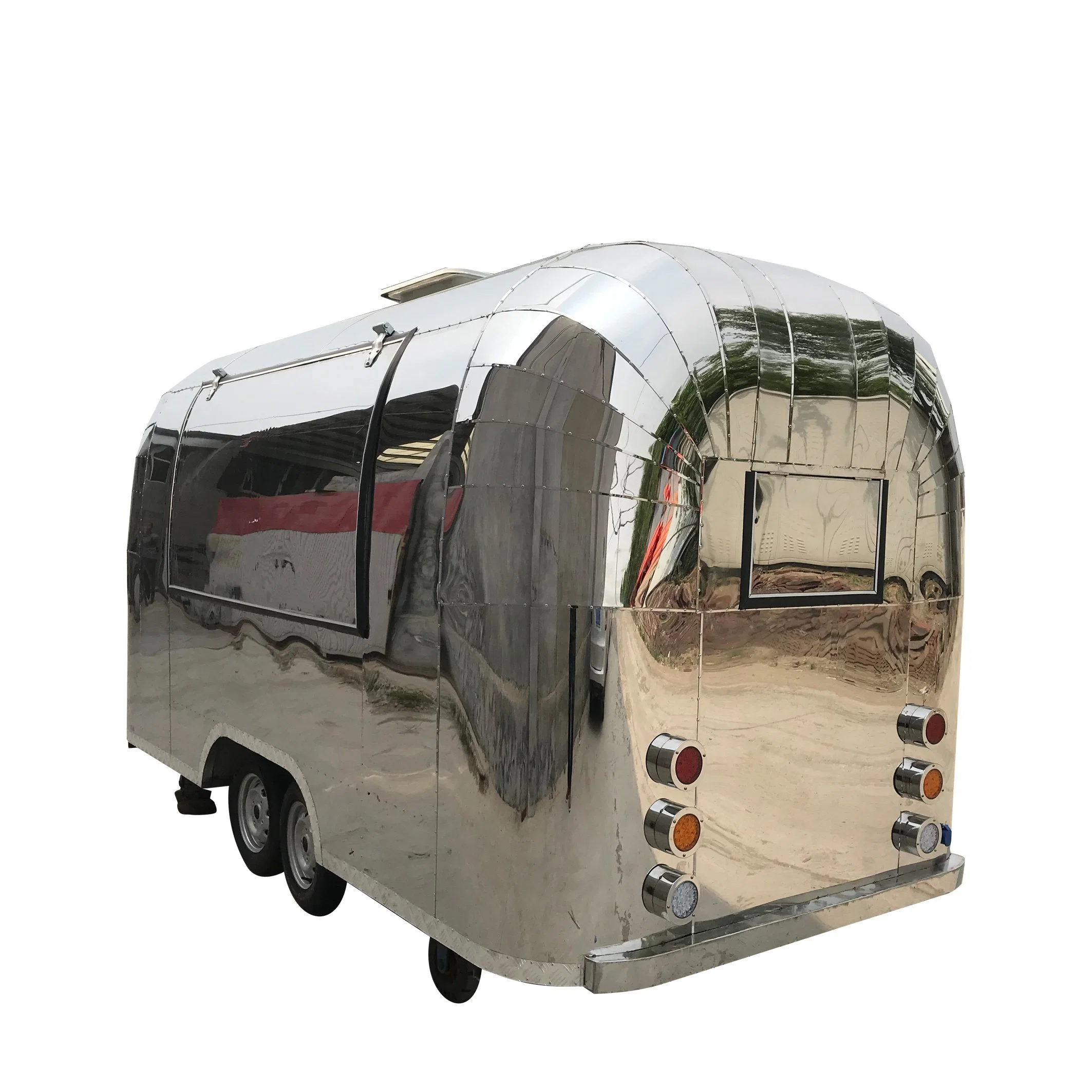 New Style Mobile Shiny/ Wiredrawing Stainless Steel Airstream Food Truck, Catering Airstream EU Standard Food Trailer