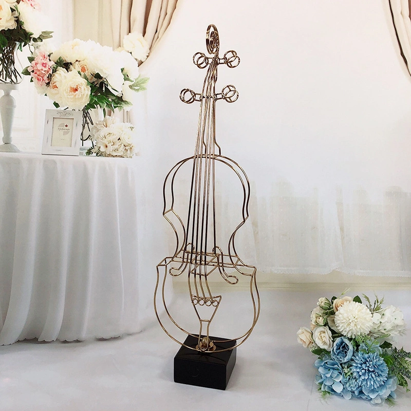 European Creative Home Ornament Hotel Room Decor Handmade Iron Metallic Violin Decoration