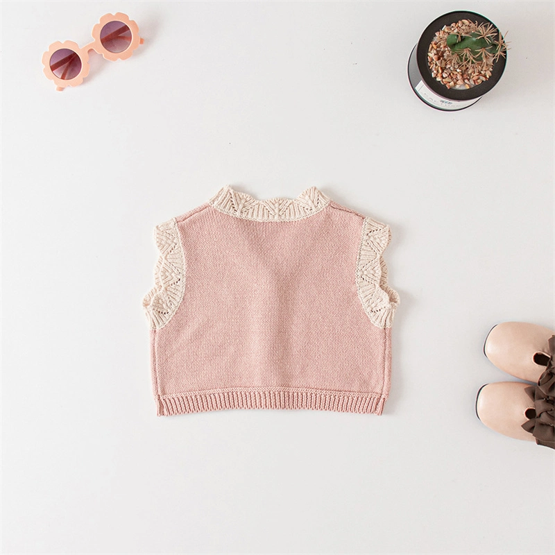 2022 Winter Kleinkind Baby Mädchen Strickjacke Pullover Weste Vintage Gestrickte Kinderkleidung Großhandel