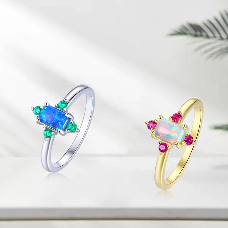 Mode Hot Verkauf einfaches Design Silberschmuck mit kreativen Opal Ringe Geschenke für Frauen