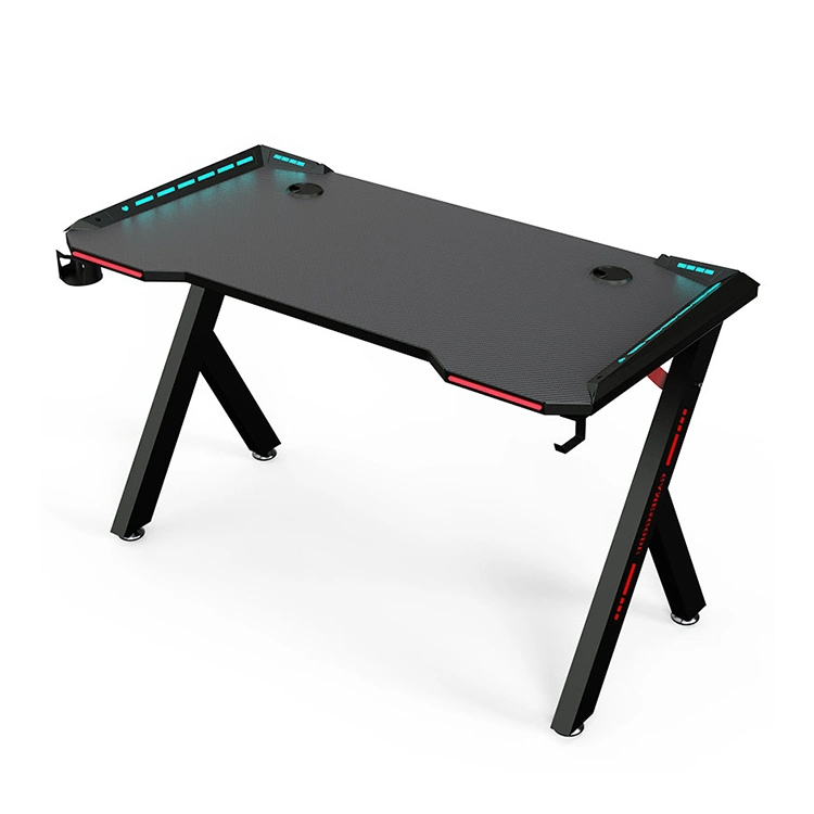 Professional Large PC Game Club Office Table LED Lights Gaming Desk