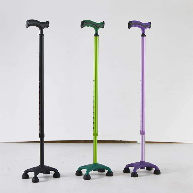 Aluminum Ajustable Folding Four Feet Stick 4 Foot Crutch Collapsible Walking Stick for Seniors Walking Poles for Seniors Crutches Price