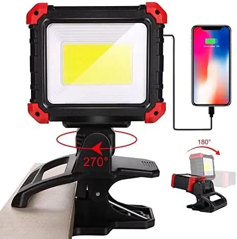 750lm Ultrabright COB Camping Portable Clamp Work Light for Phone Charging