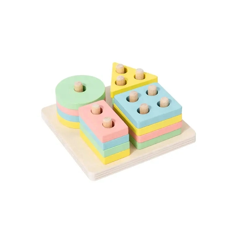 Children Baby China DIY Wholesale/Supplier Wooden Geometric Shapes Stacking Building Block Educational Toys for Kids Gift Girl Popular Toy