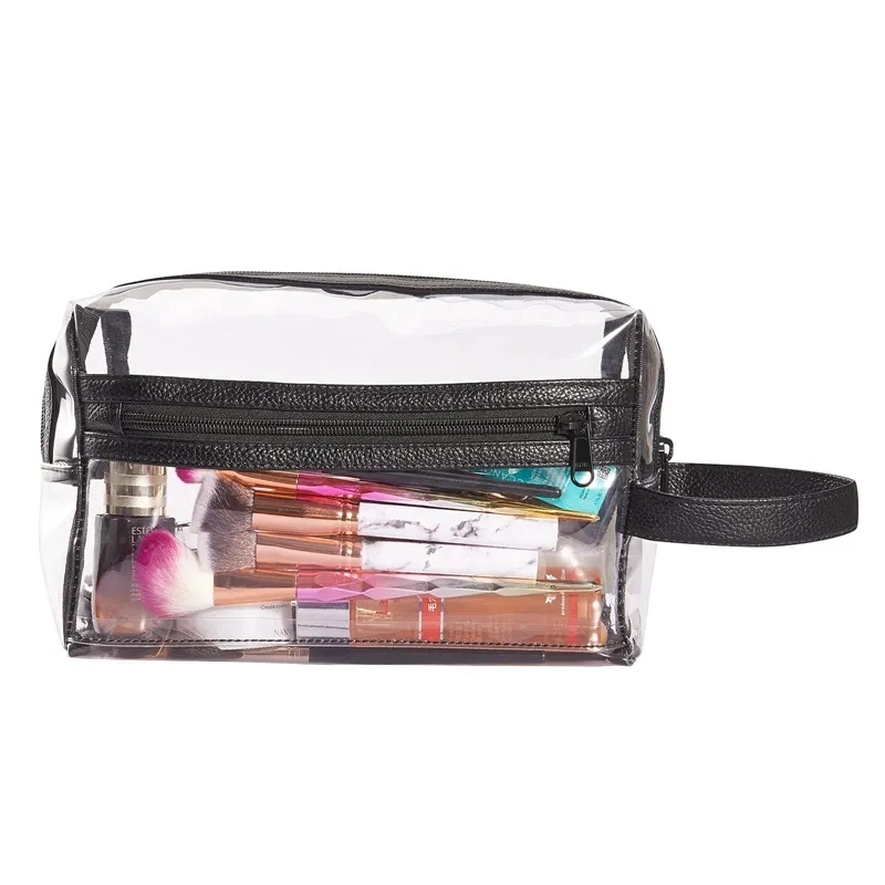 Custom PVC Clear Travel Toiletry Makeup Bag for Women Waterproof Organizer Transparent Make up Tools Storage Pocket Cosmetic Bag