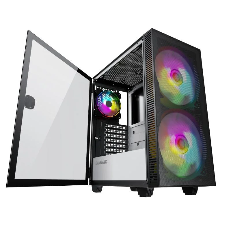 Gaming Case ATX mit voll Mesh Frontblende, Fokus auf Airflow, ARGB-Leuchten