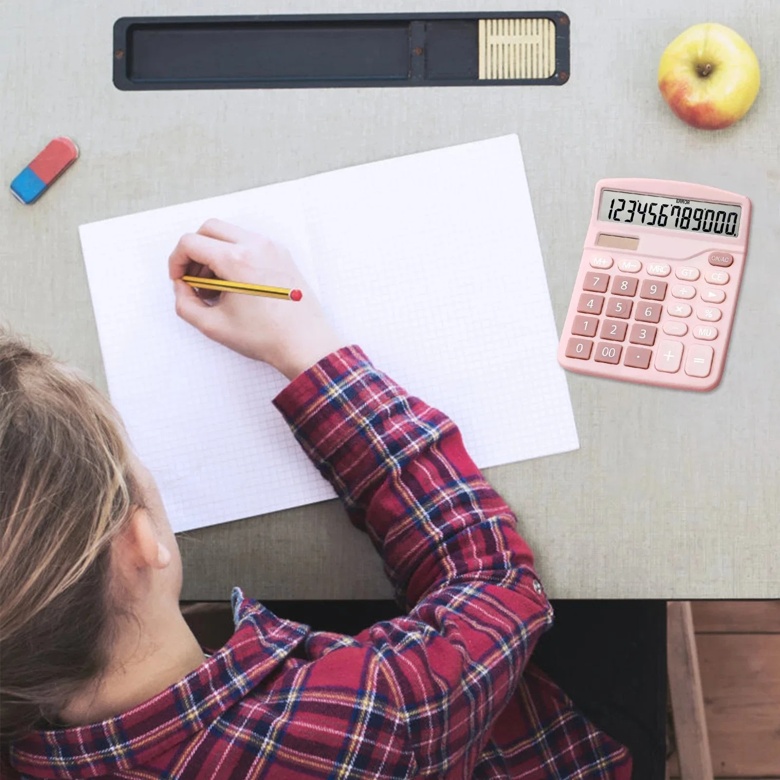 Calculadora de mesa com logotipo personalizado. Calculadora de função padrão com display LCD grande de 12 dígitos, alimentação solar e bateria dupla para uso básico em casa e escritório.