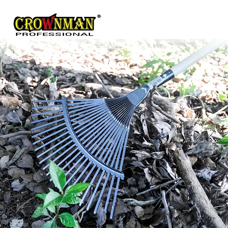 Crownman Garden Steel Leaf Rake with Wooden Handle for DIY Use