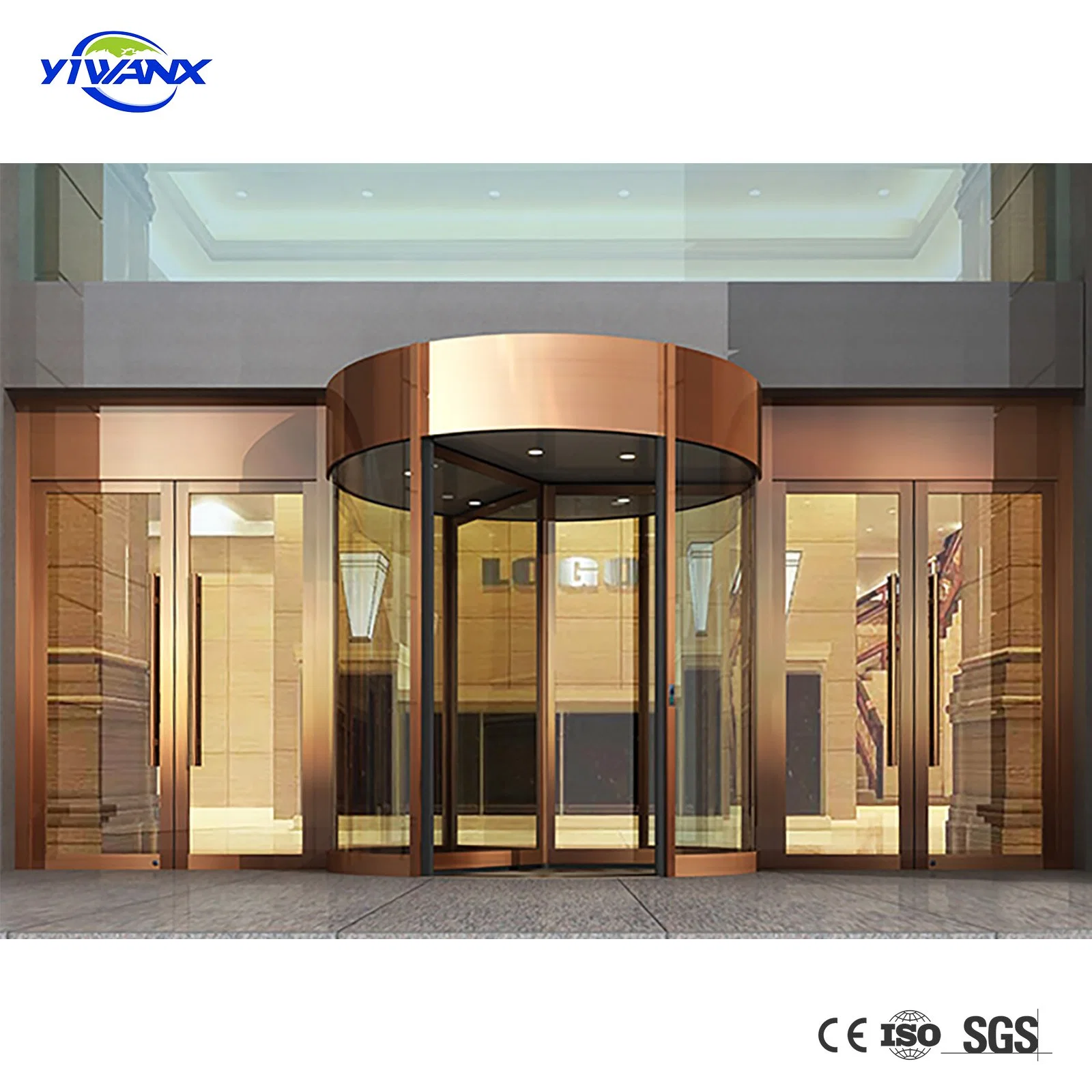 2 Wings Automatic Revolving Door Hotel Gate Revolving Door