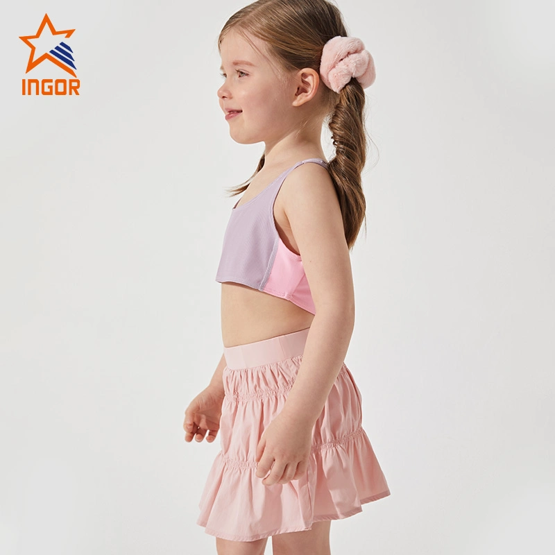 Camada externa em tecidos Smocking Ingorsports/banda elástica Soft/ com saias curtas interior filhos/Crianças Activewear Desgaste de desporto