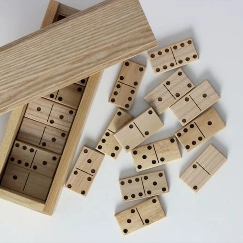 Custom Doppel Sechs Neun Zwölf Fünfzehn 6 9 12 15 Holzdomino Spiel Set