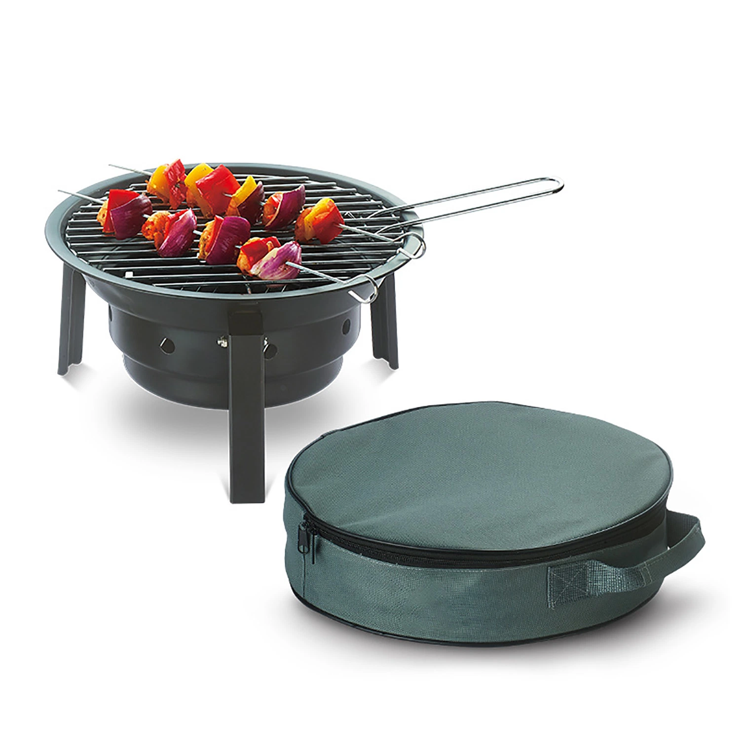 Mini BBQ Camping Grill with Bag Collapsible Charcoal Wood Griller Esg22471