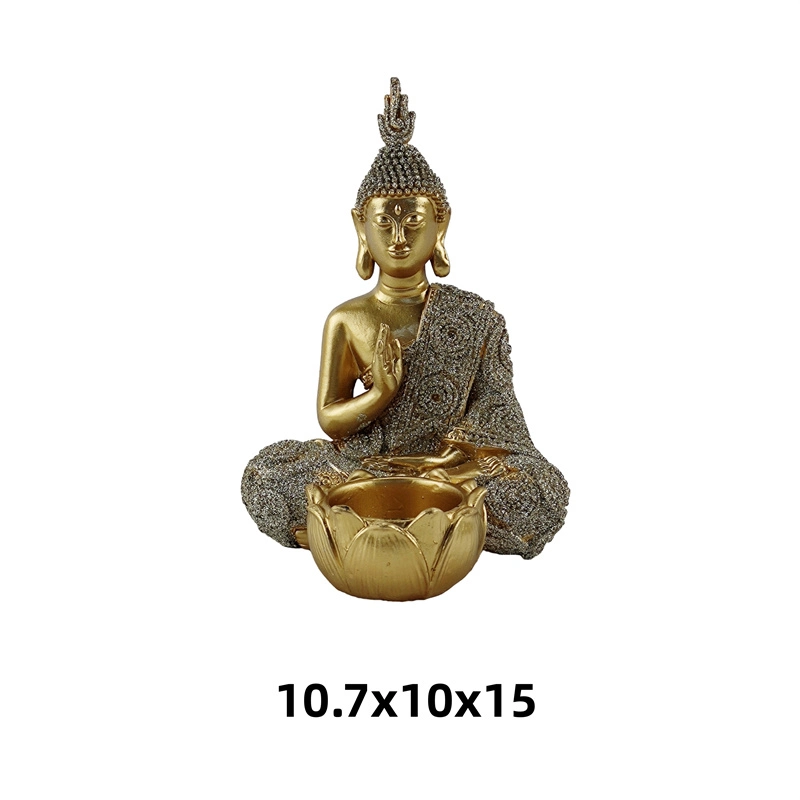 Miniature Gold Buddha Candlestick Resin Indoor Home Decoration