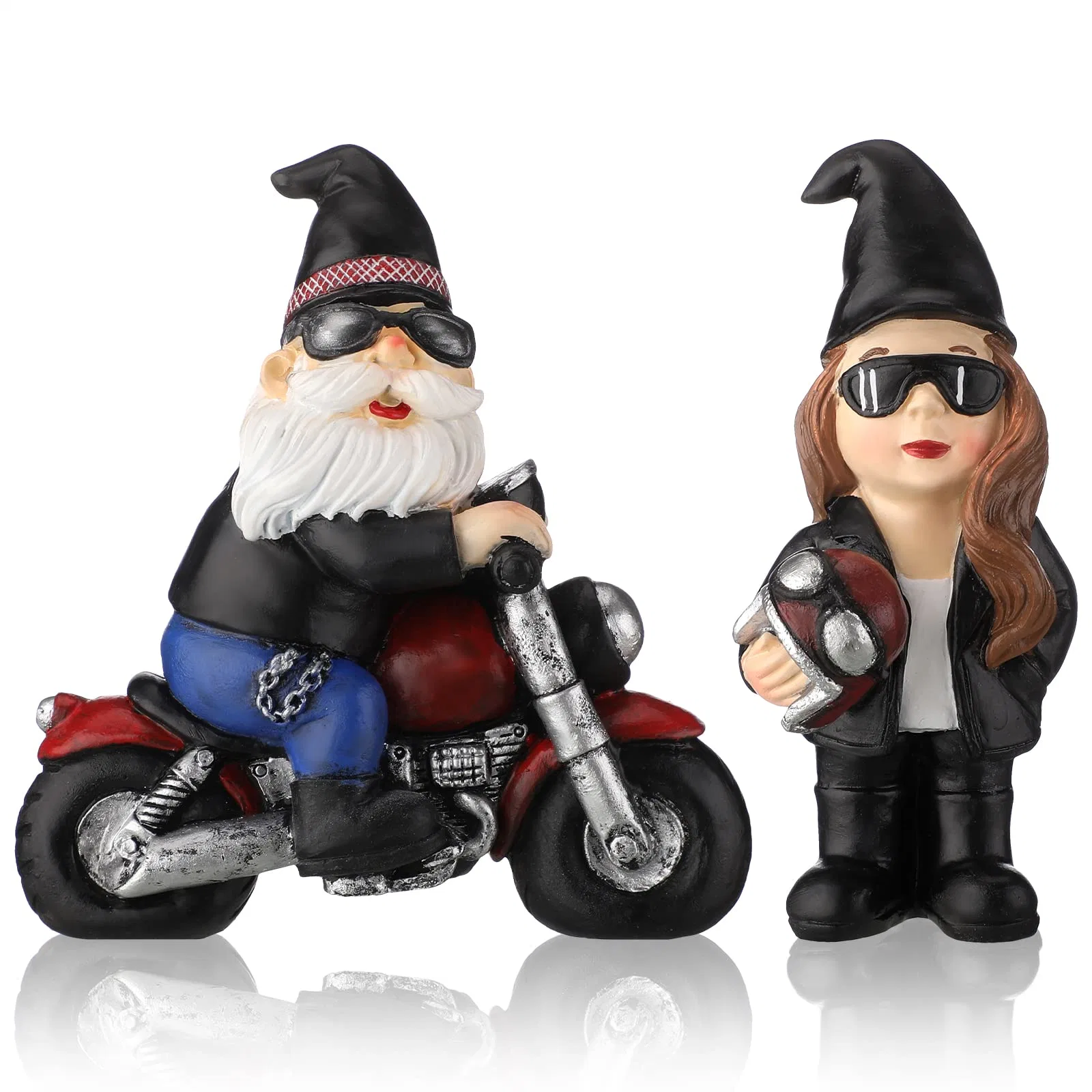 Biker Motorcycle Gnomes Farmhouse Decor Christmas Gnomes Resin Figurines