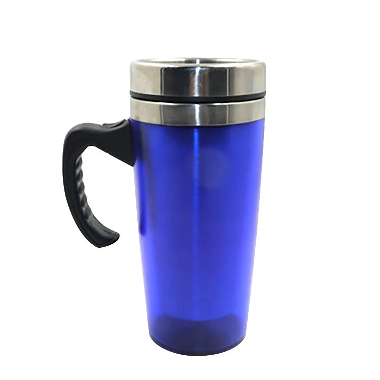 16oz 450ml Äußere Kunststoff und Innen Edelstahl Thermal Tasse Mit Kunststoffgriff und Schraubdeckel