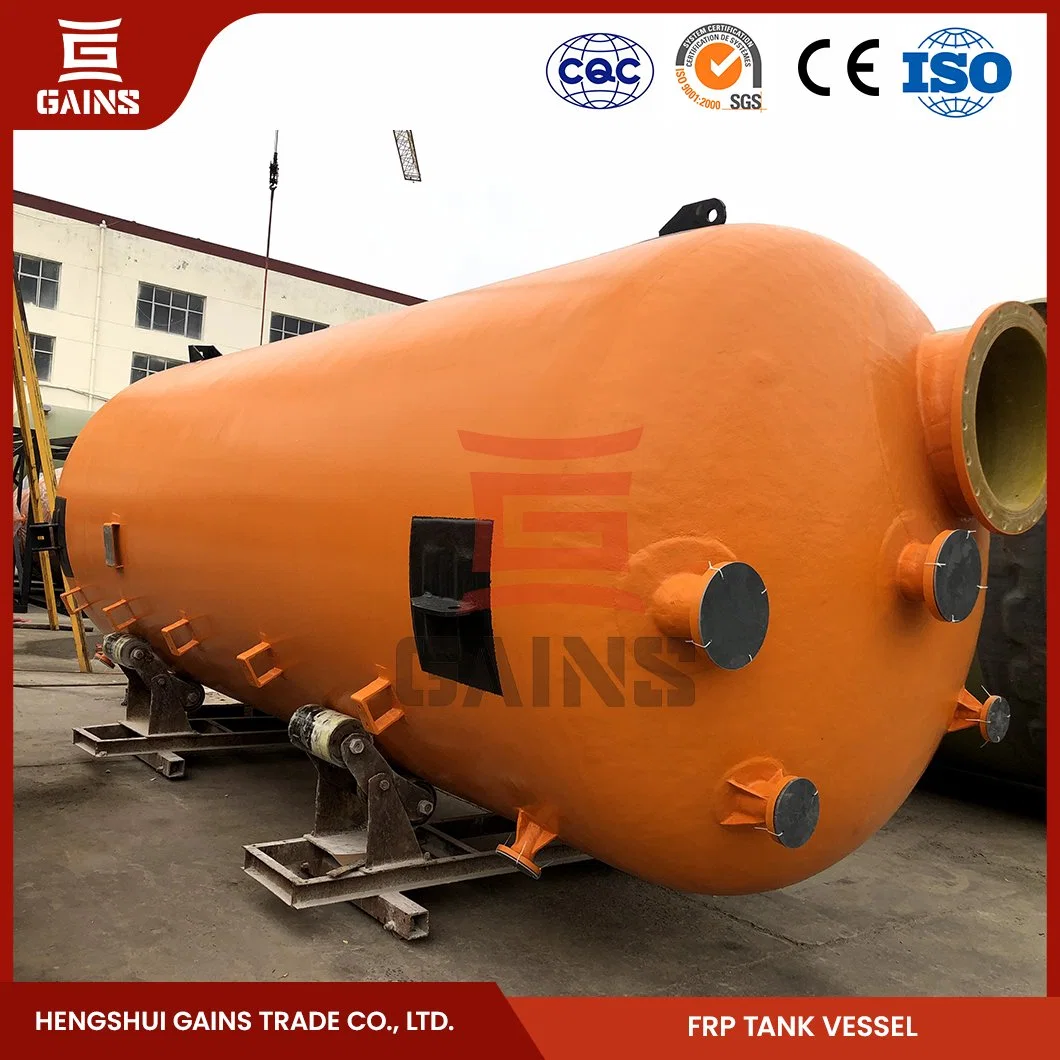 Gains FRP Horizontal Steel Chemical Tank Factory FRP Druckbehälter Tanks China FRP Chemische Lagertank für Chemikalien verwendet