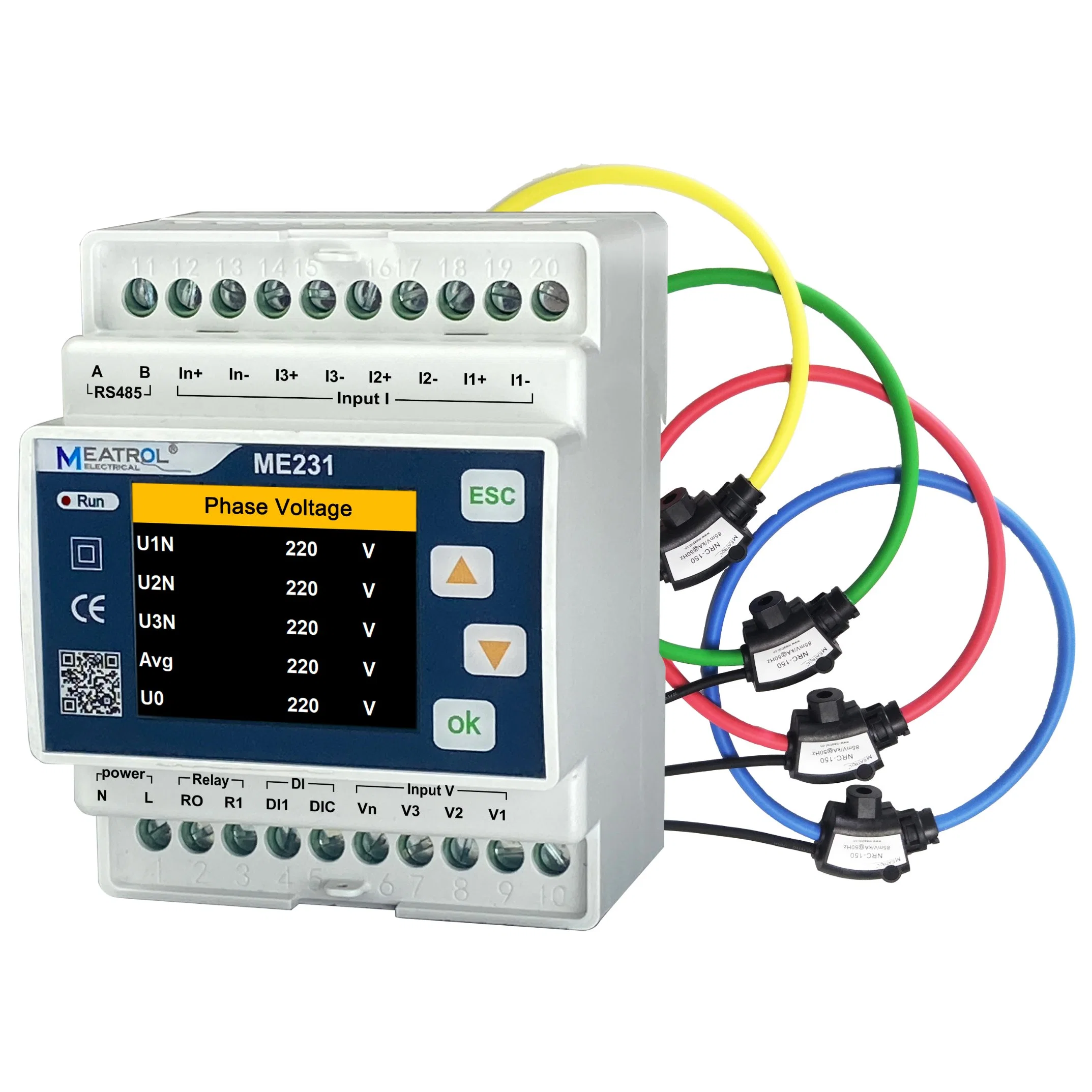 Rogowski Coil Solar System Me231 3 Phase RS485 Electric Energy Power Meter