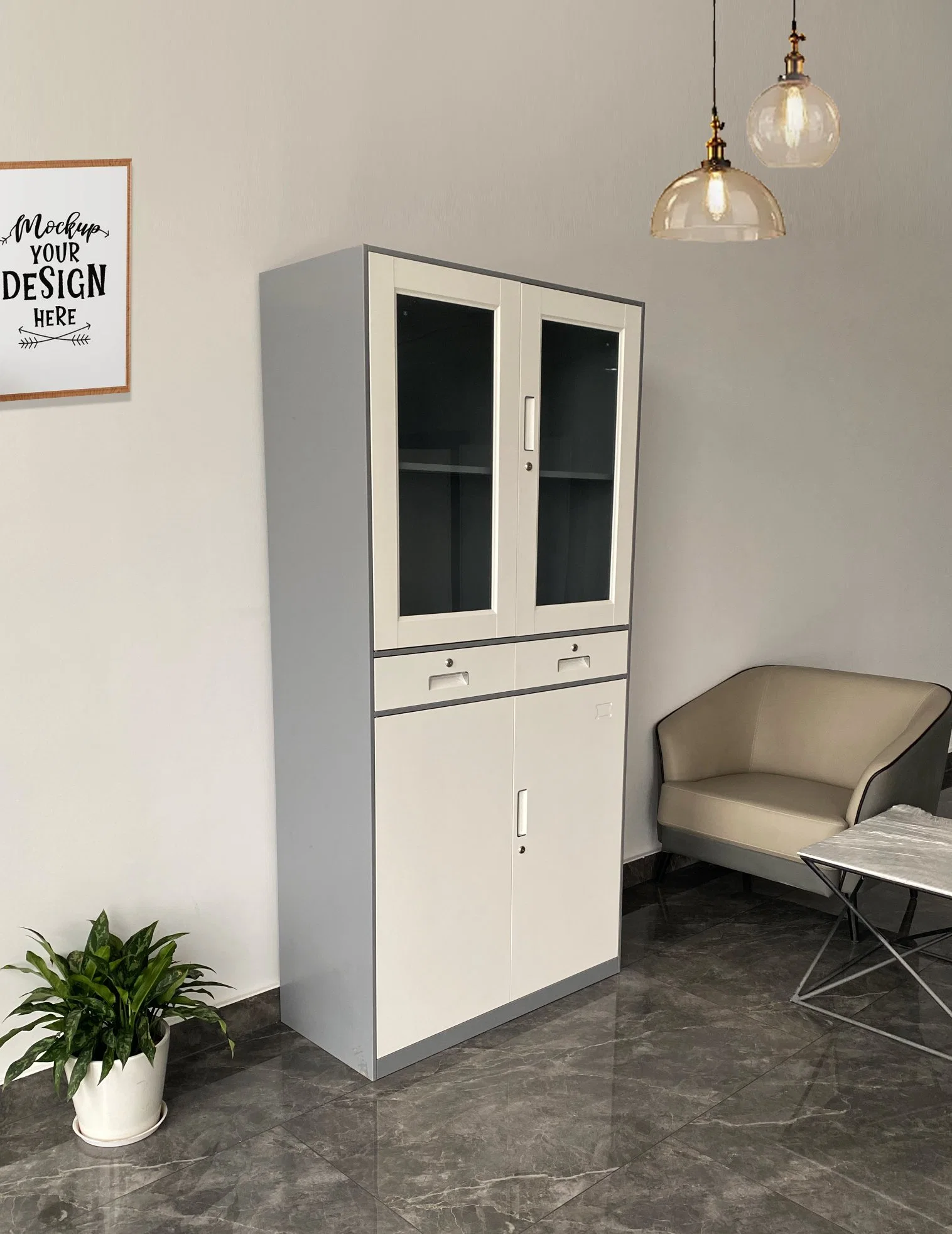 Meuble de bureau fonctionnel en métal, armoire de rangement haute facile à assembler pour le classement