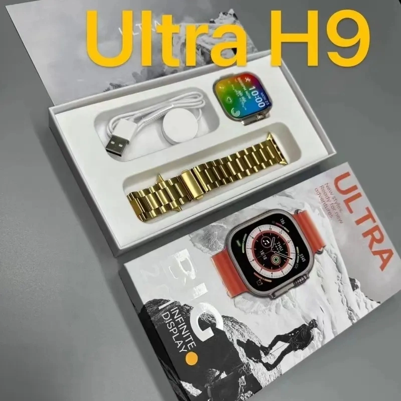 2023 Series 8 Metal Strap 49mm Gold Business Men Watch Ultra 8 Smart Bracelet Call Waterproof Wrist Clock H9 Ultra Smartwatch