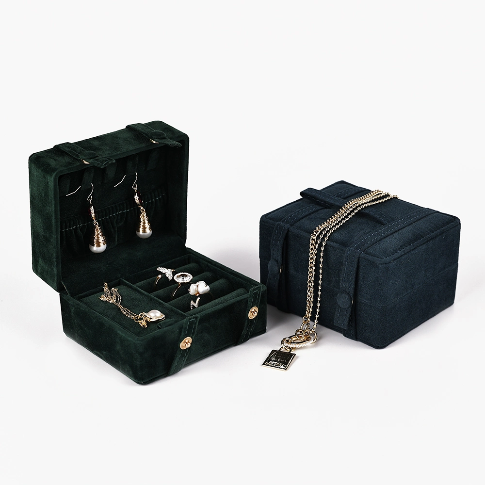 Multifunction Velvet Jewelry Storage Box Portable Ring Earring Necklace Case
