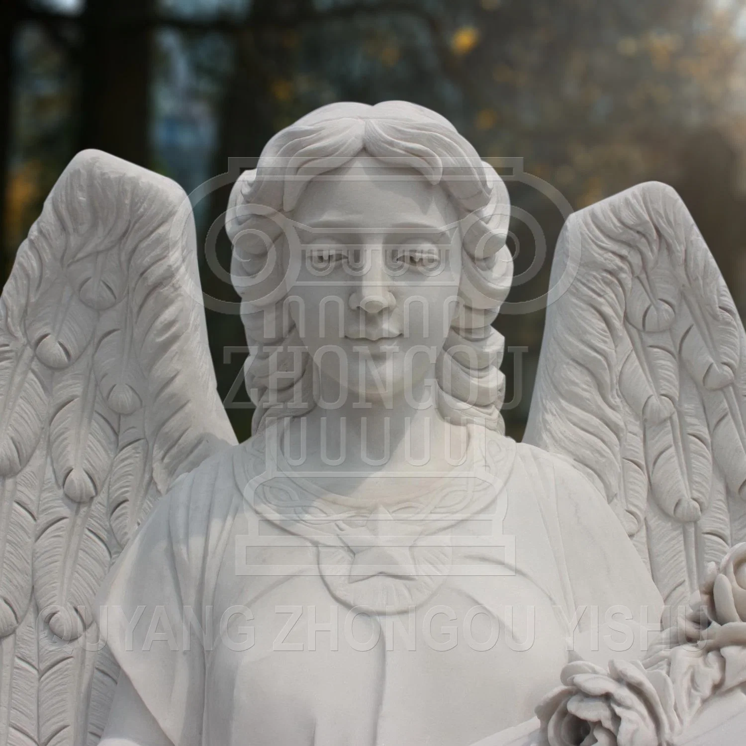 Marble Stone Statue of Beautiful Angel for Garden Decoration and Graveyard Sculpture