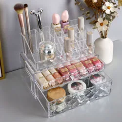 Easily Sort Make-up Jewelry Hair Accessories Looks Elegant on Your Vanity Bathroom Counter or Dresser Transparent Clear Cosmetic Storage Organizer