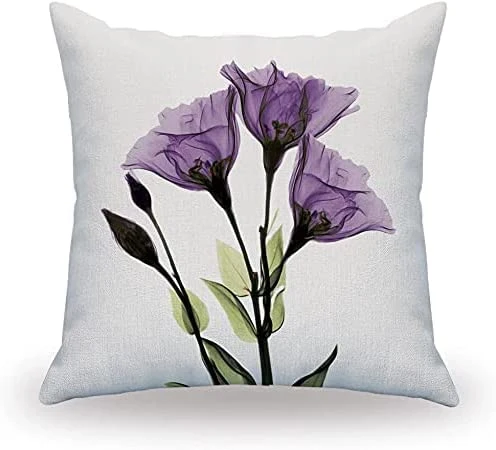 Purple Flower Throw Pillow Cover