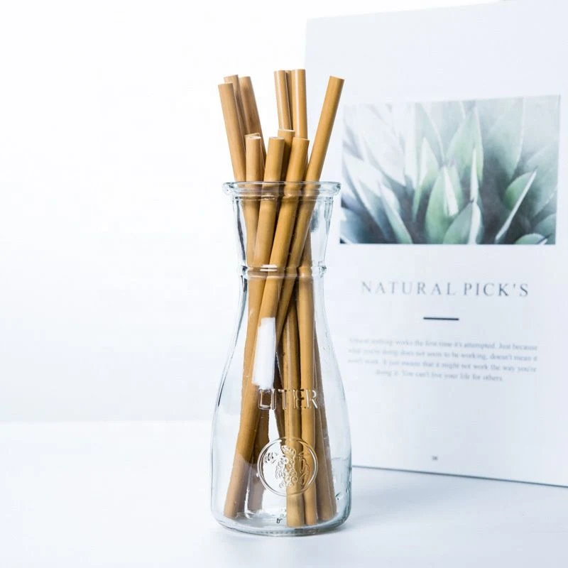 Natural Bamboo Drinking Straws with Cleaning Brush