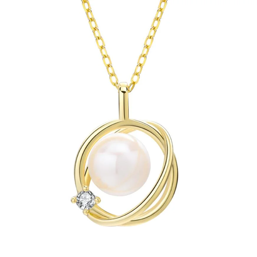 Necklace Fashion Jewelry with Rose Pearl Gold Pendant