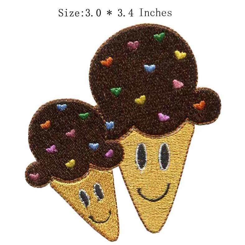 Chocolate Cone Custom Embroidery Patch DIY Decoration for Kids Ice Cream